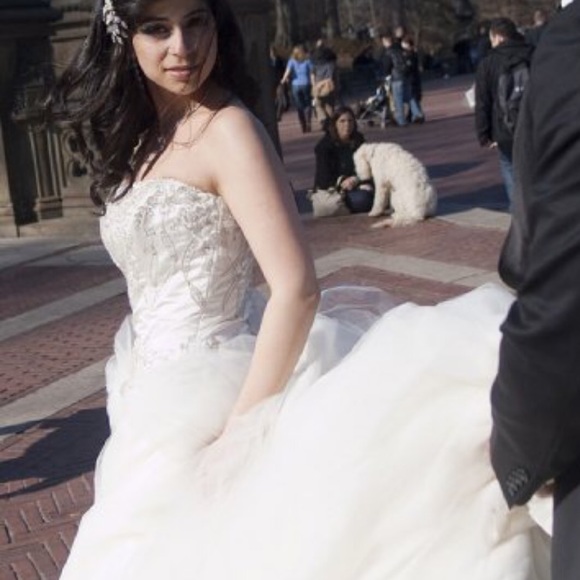 Lazaro tulle Swarovski A line wedding gown - Picture 4 of 8